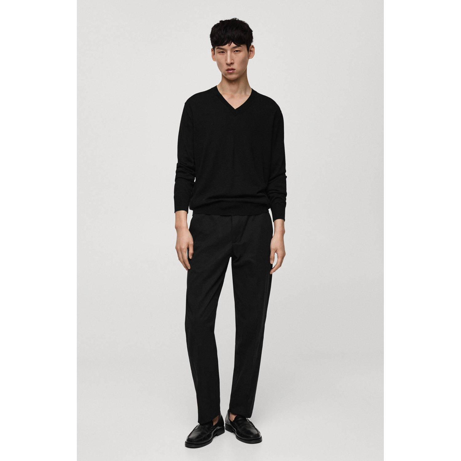 Mango Man regular fit pantalon zwart