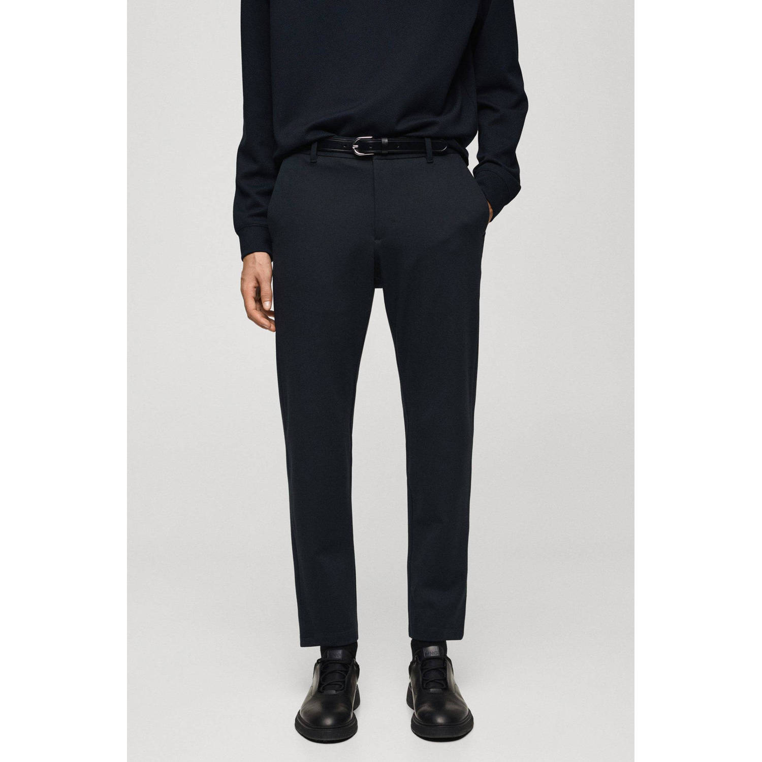 Mango Man slim fit pantalon donkerblauw