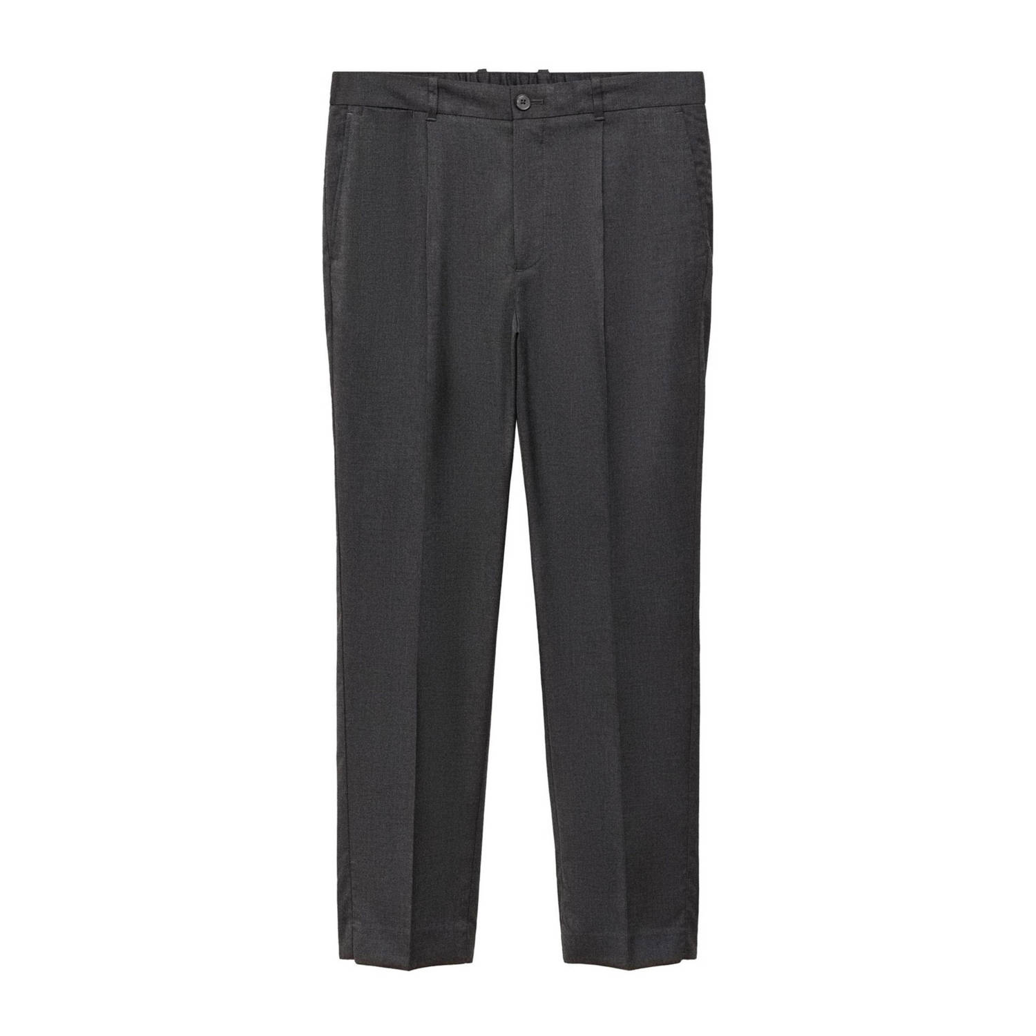 Mango Man slim fit pantalon met wol donkergrijs