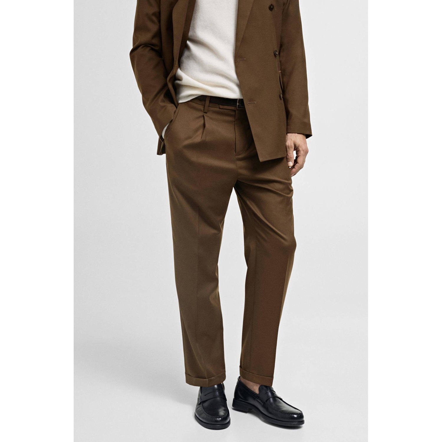 Mango Man slim pantalon bruin