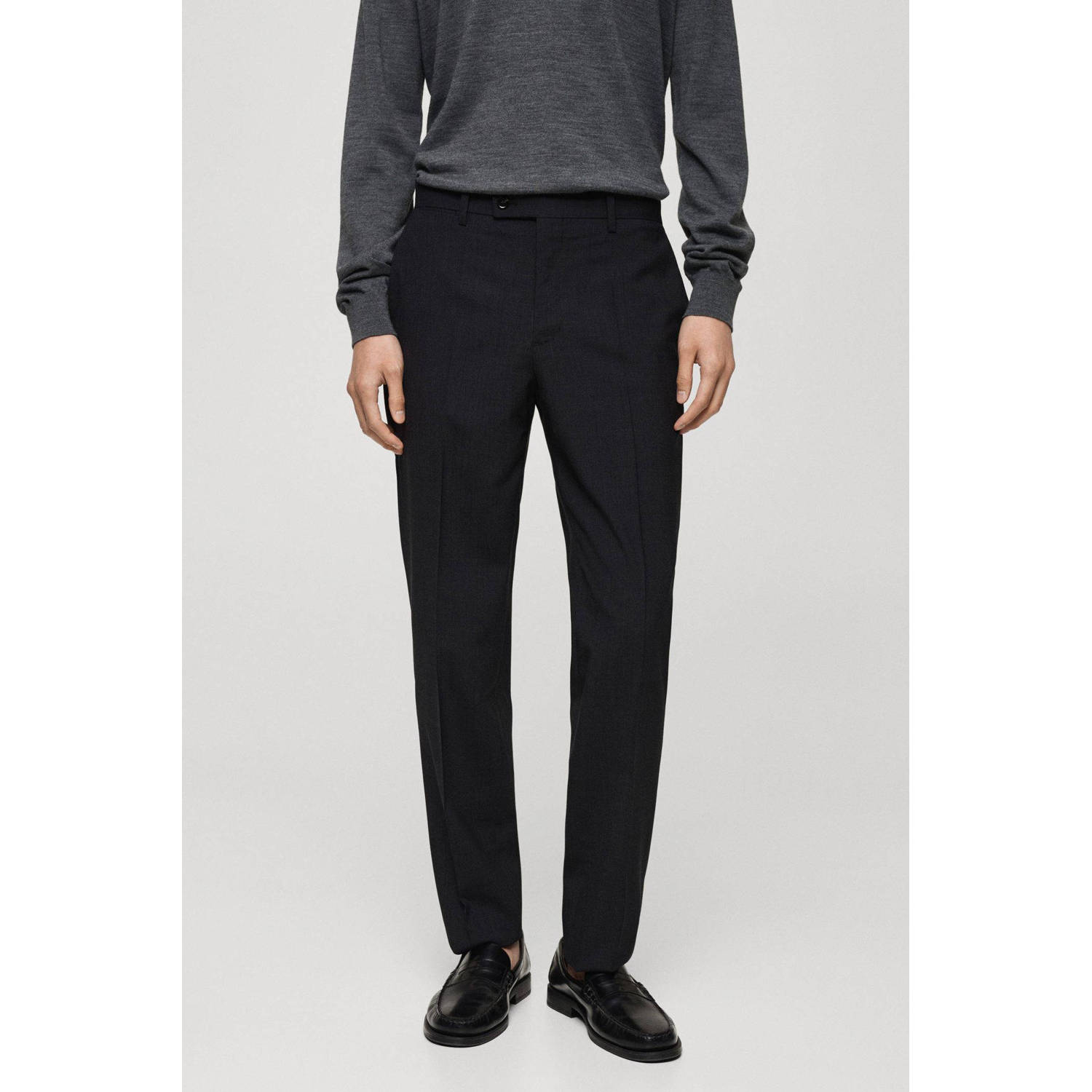 Mango Man wollen slim fit pantalon grijs
