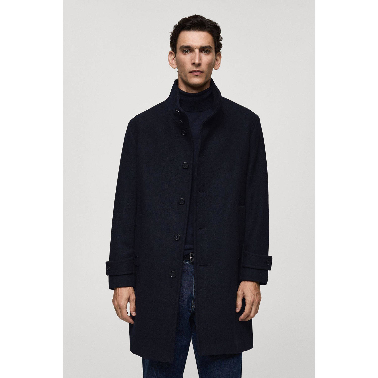 Mango Man trenchcoat donkerblauw