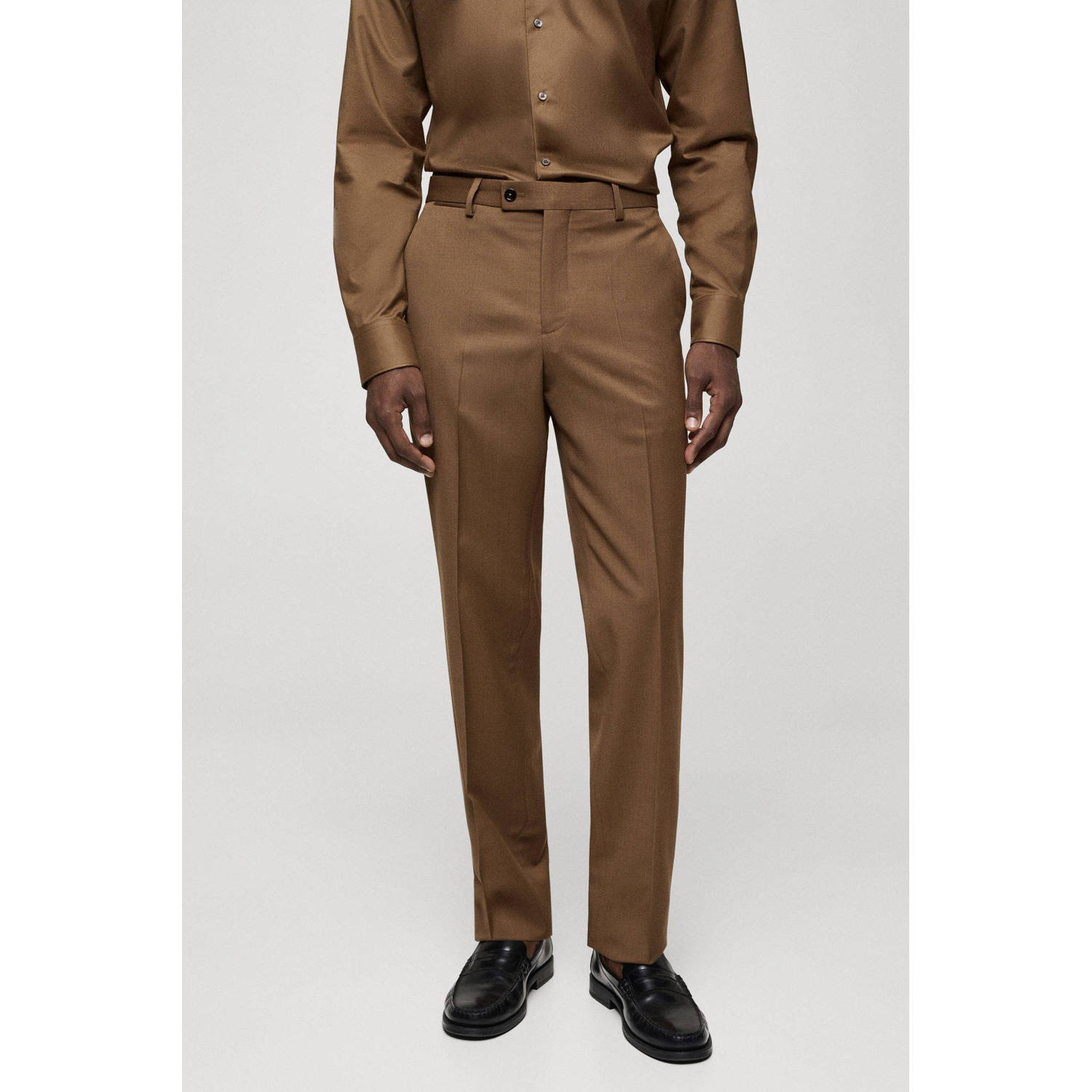 Mango Man wollen slim fit pantalon bruin