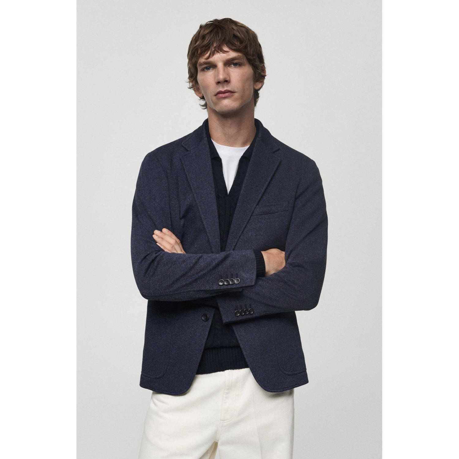 Mango Man colbert donkerblauw
