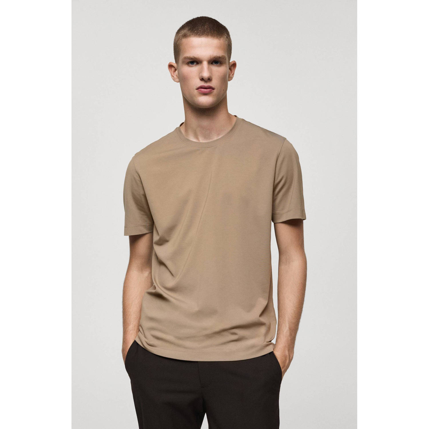 Mango Man T-shirt middenbruin