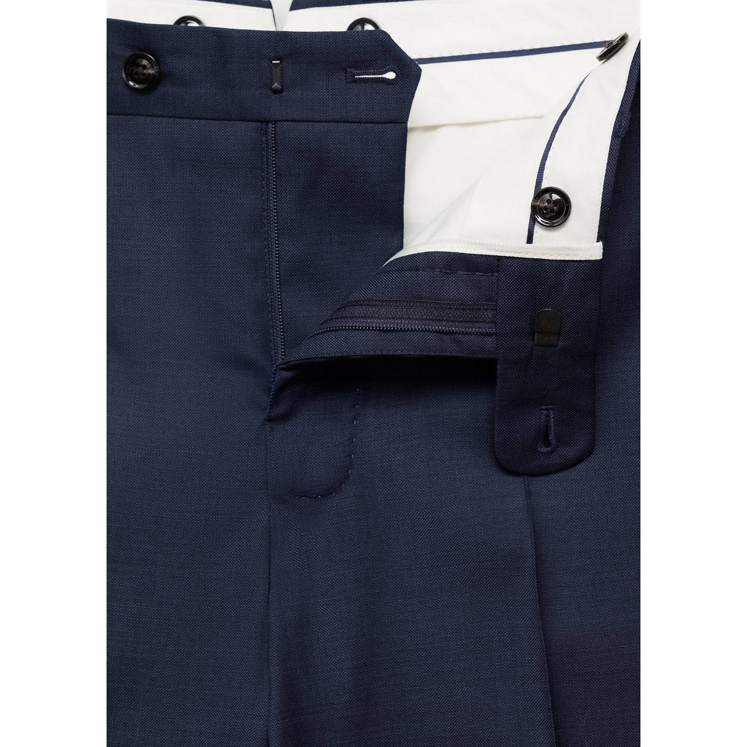 Mango Man wollen slim fit pantalon donkerblauw