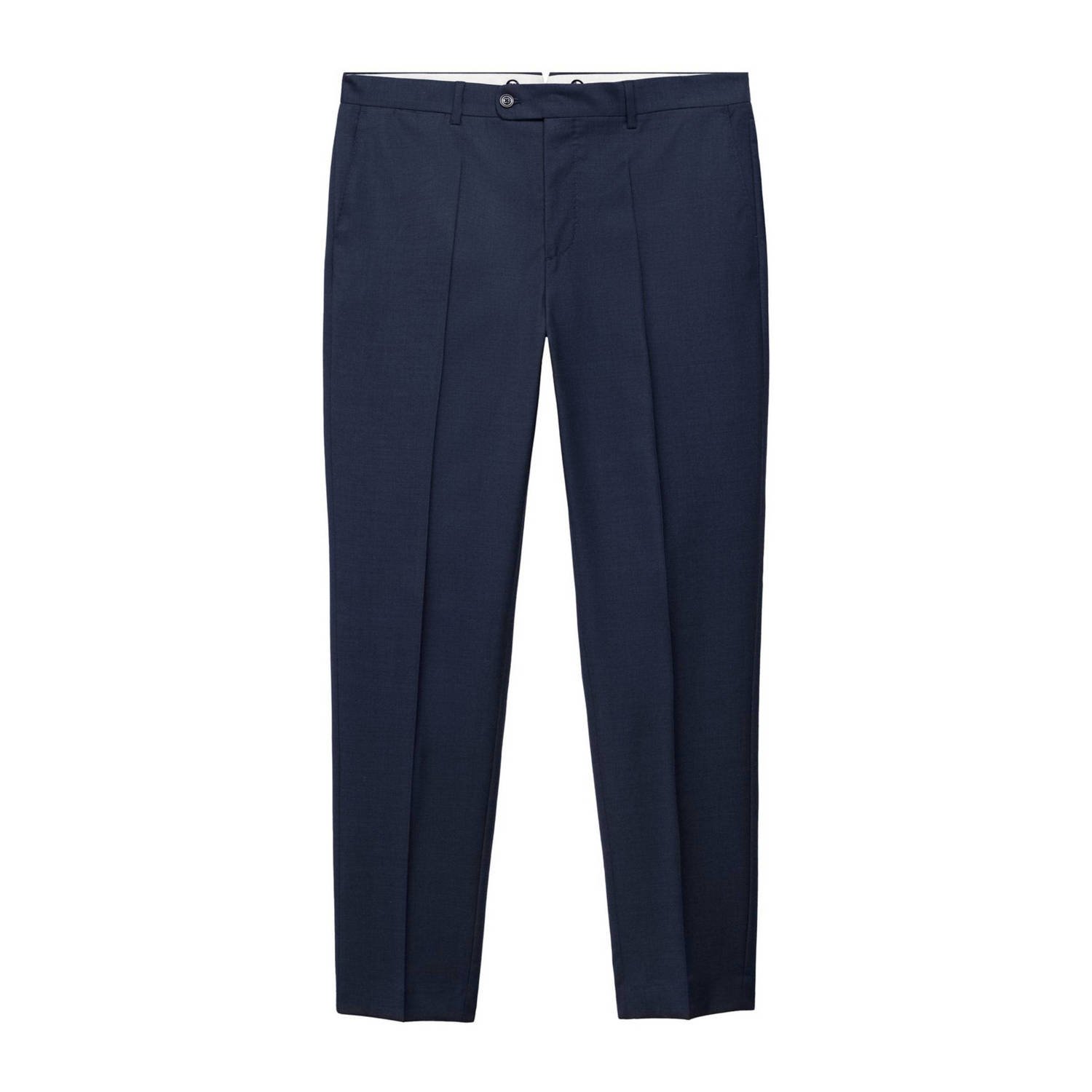 Mango Man wollen slim fit pantalon donkerblauw