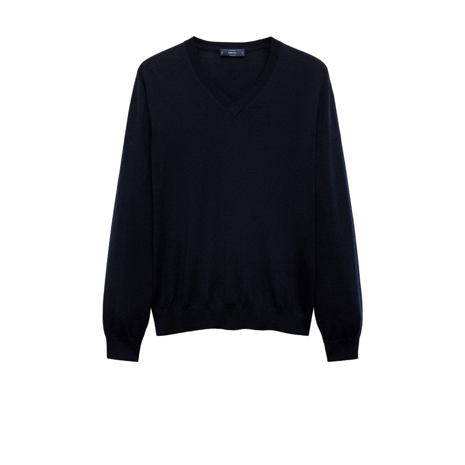 Mango Man wollen gebreide trui donkerblauw
