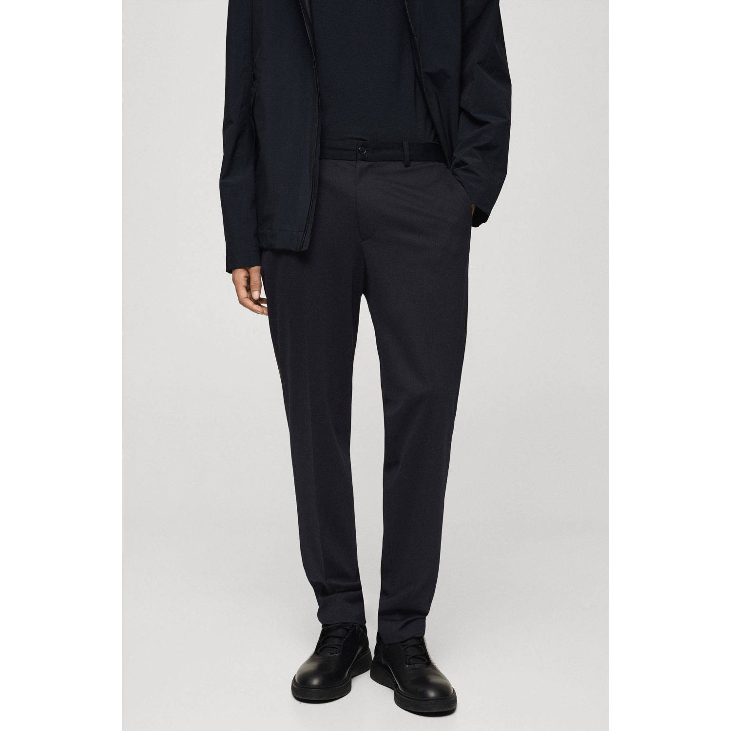 Mango Man slim fit pantalon donkerblauw