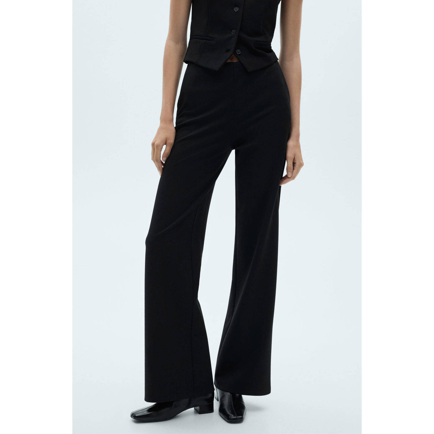 Mango wide leg pantalon zwart