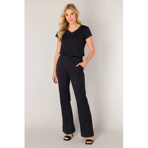 Base Level regular waist flared broek zwart afbeelding