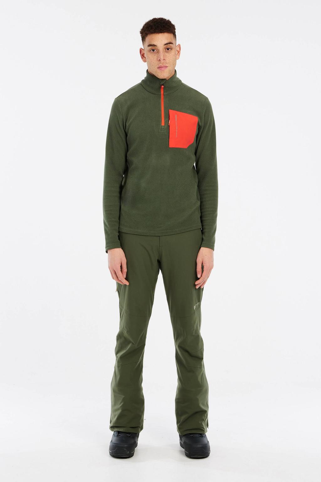 Protest sweater fleece PRTCARE olijfgroen/oranje