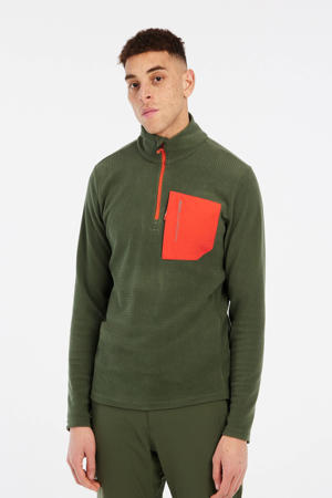 sweater fleece PRTCARE olijfgroen/oranje