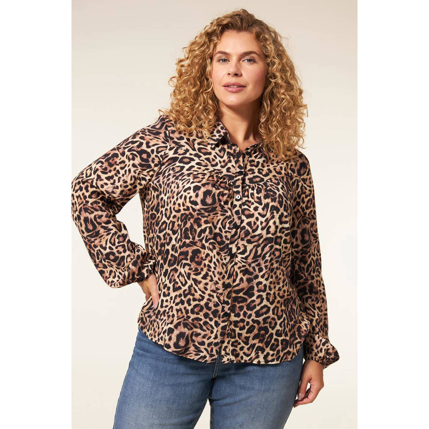Miss Etam Plus blouse Gracie met panterprint