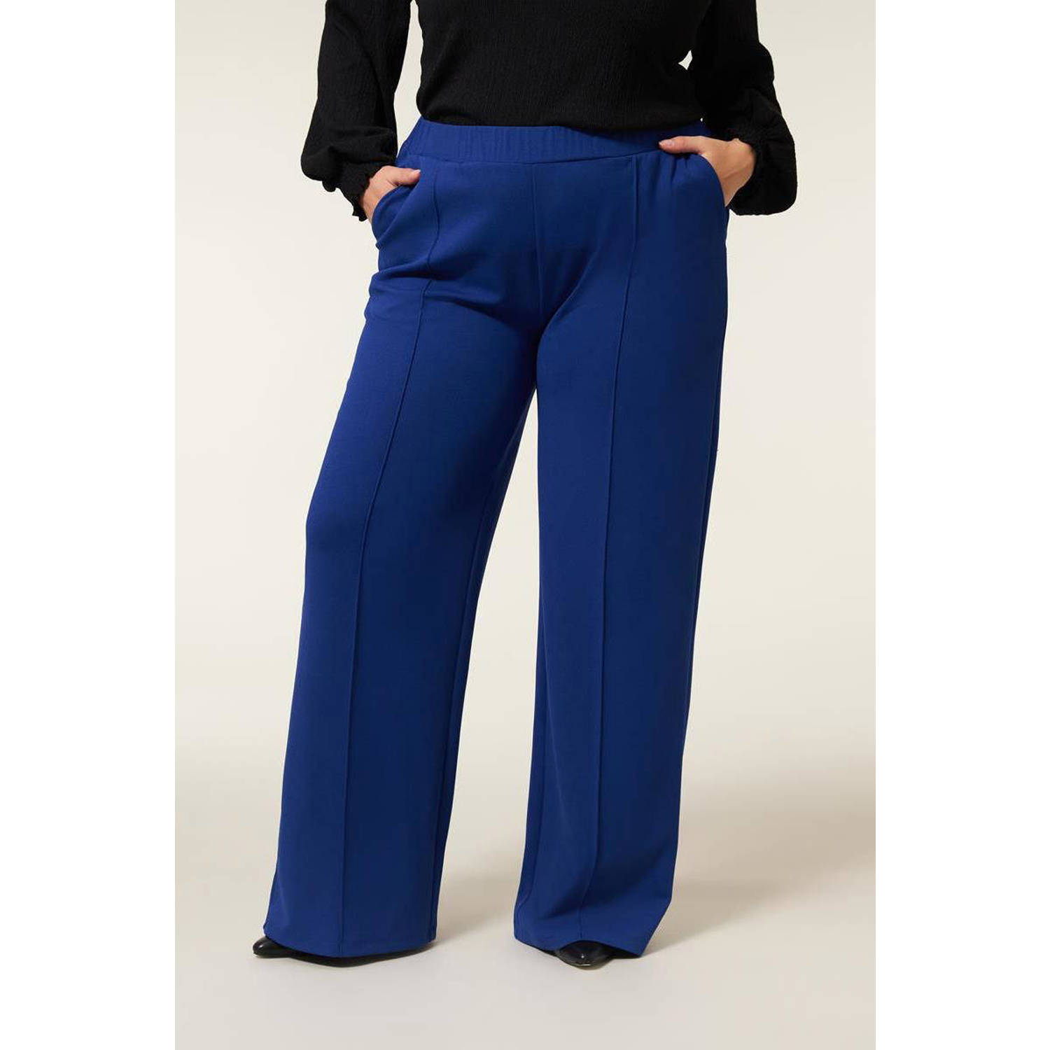 Miss Etam Plus wide leg broek blauw