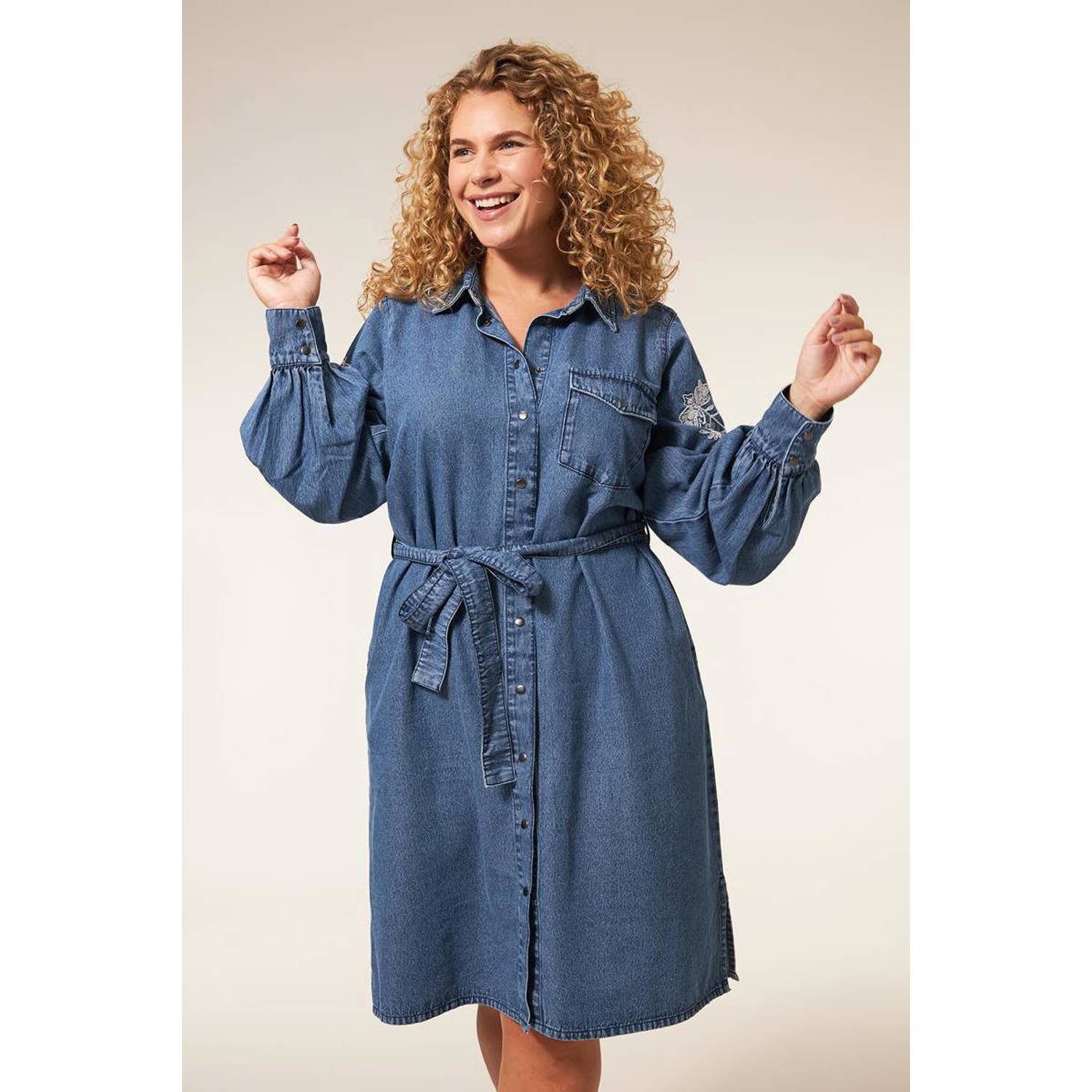 Miss Etam Plus spijkerjurk Danielle medium blue denim