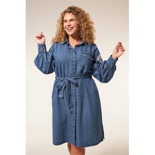 Miss Etam Plus spijkerjurk Danielle medium blue denim afbeelding