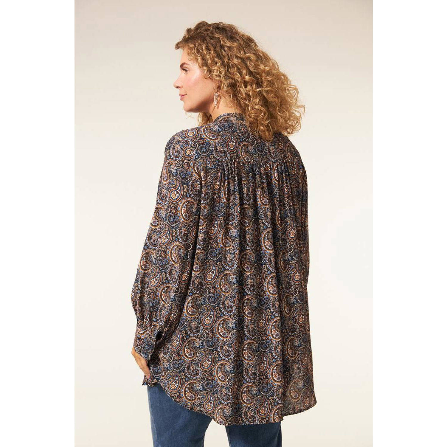Miss Etam Plus tuniek Callie met paisley bruin blauw