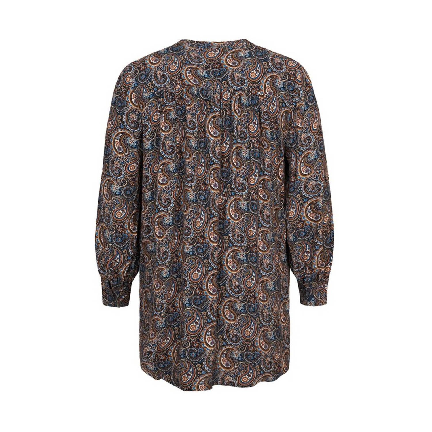 Miss Etam Plus tuniek Callie met paisley bruin blauw