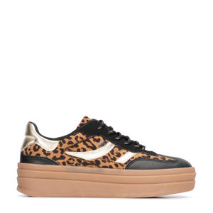 Bodie sneakers met panterprint zwart/beige