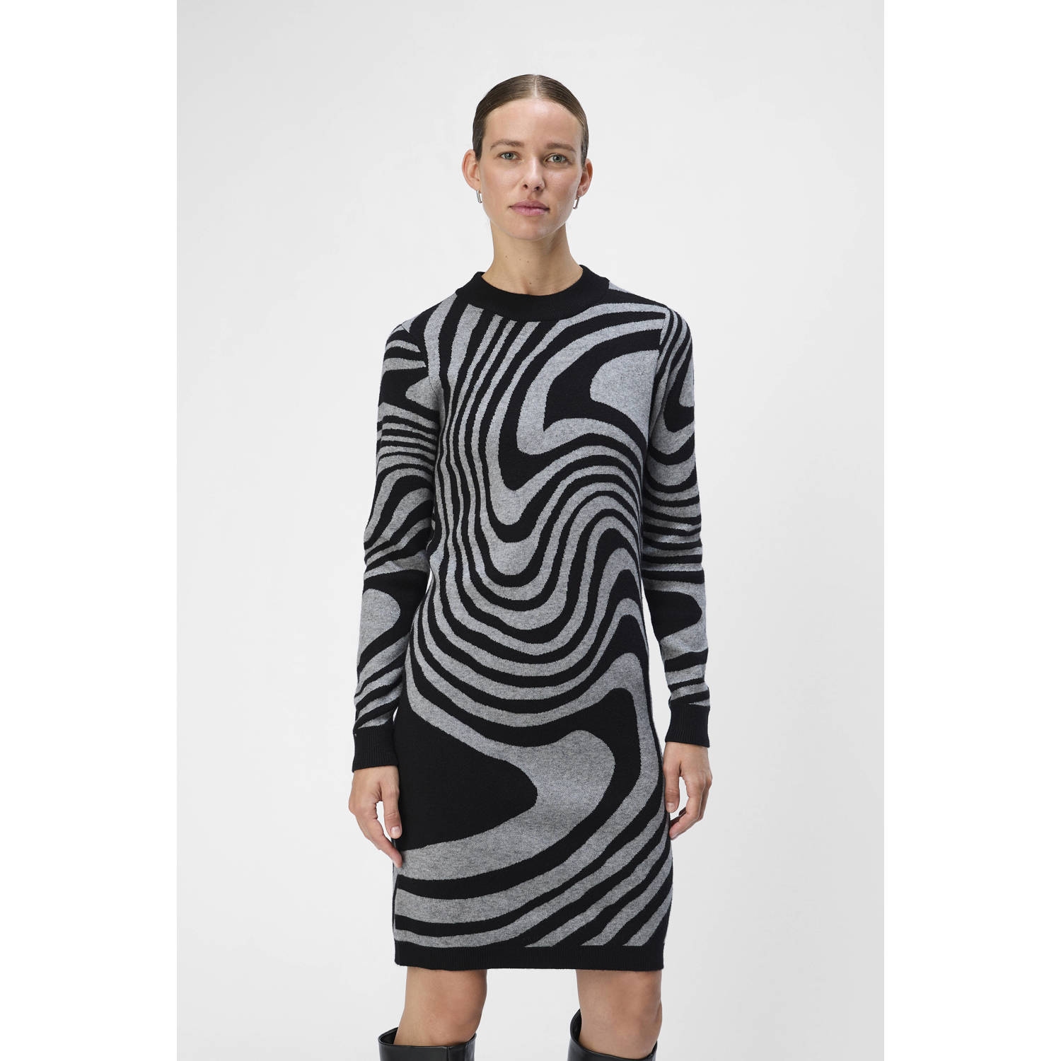 OBJECT gebreide jurk OBJRAY met grafische print
