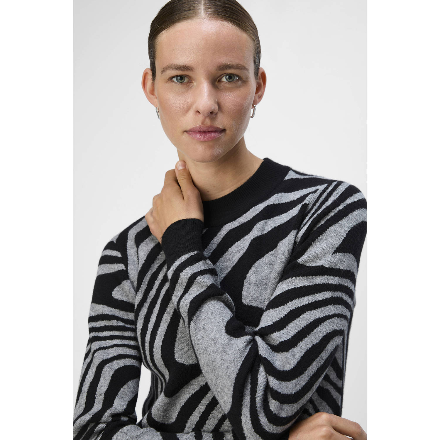 OBJECT gebreide jurk OBJRAY met grafische print