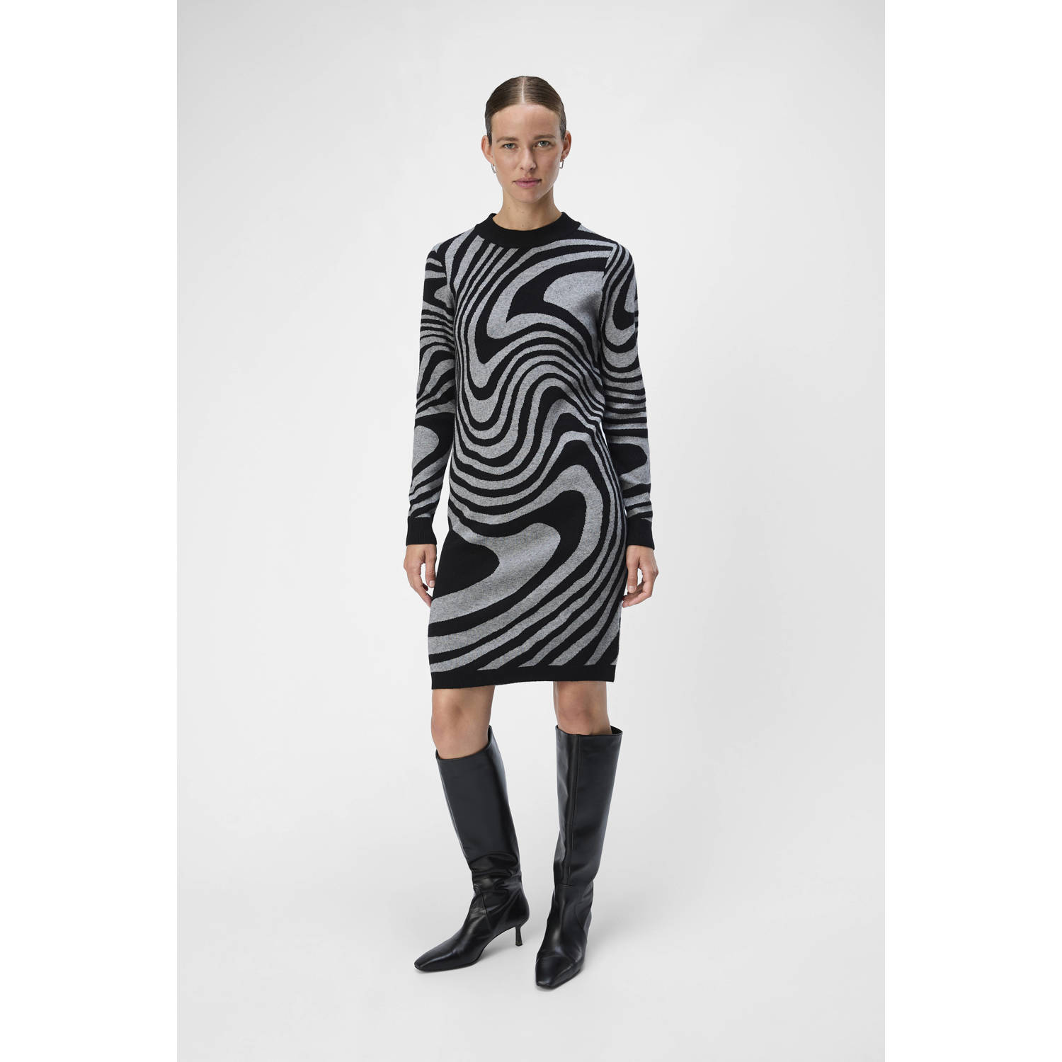 OBJECT gebreide jurk OBJRAY met grafische print