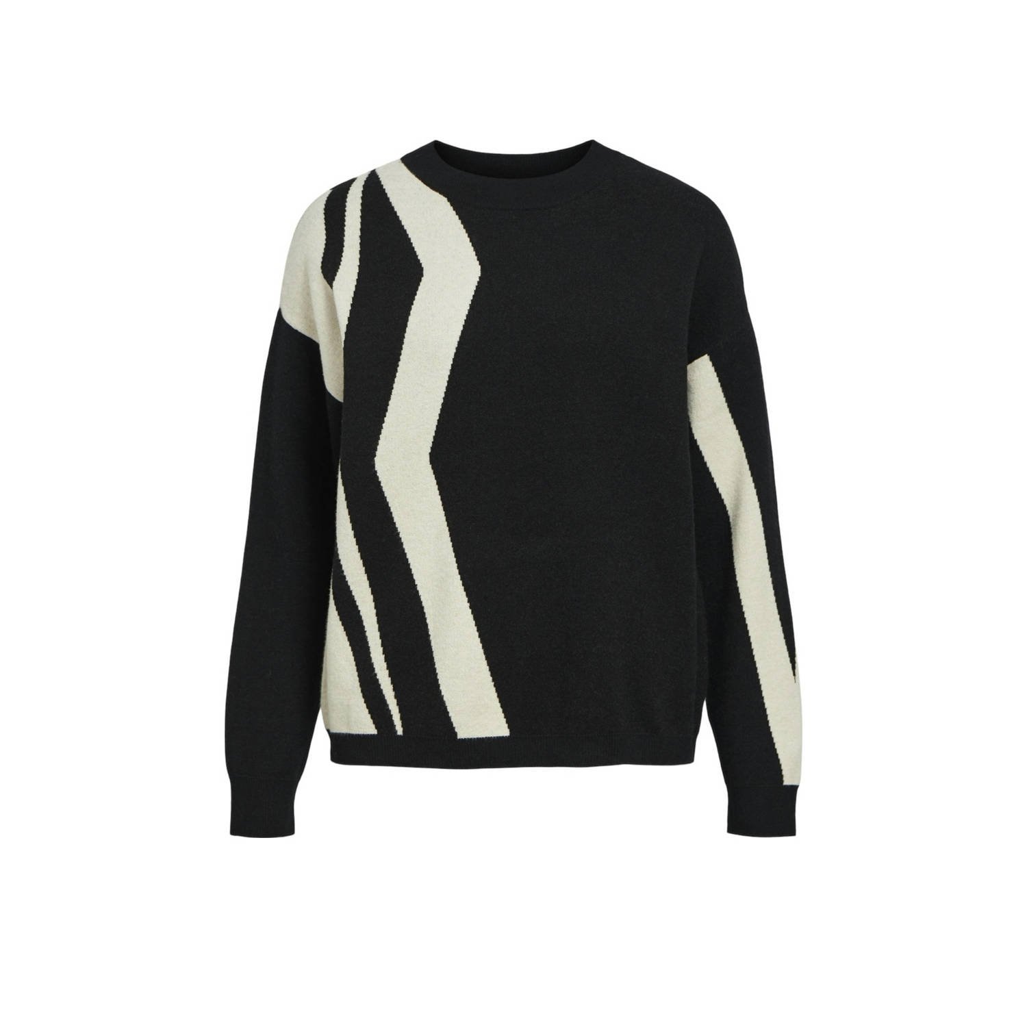 OBJECT Dames Truien & Vesten Objray Lo L s Knit Pullover Aop Zwart