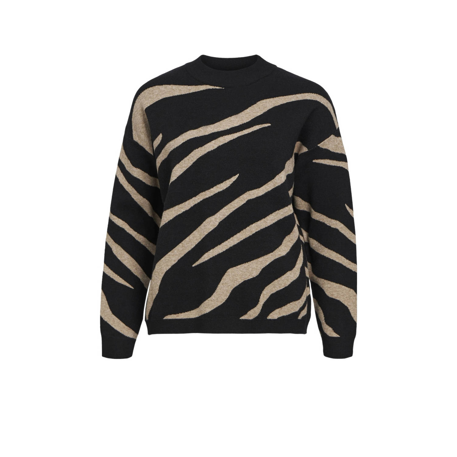 OBJECT Dames Truien & Vesten Objray Lo L s Knit Pullover Aop Zwart