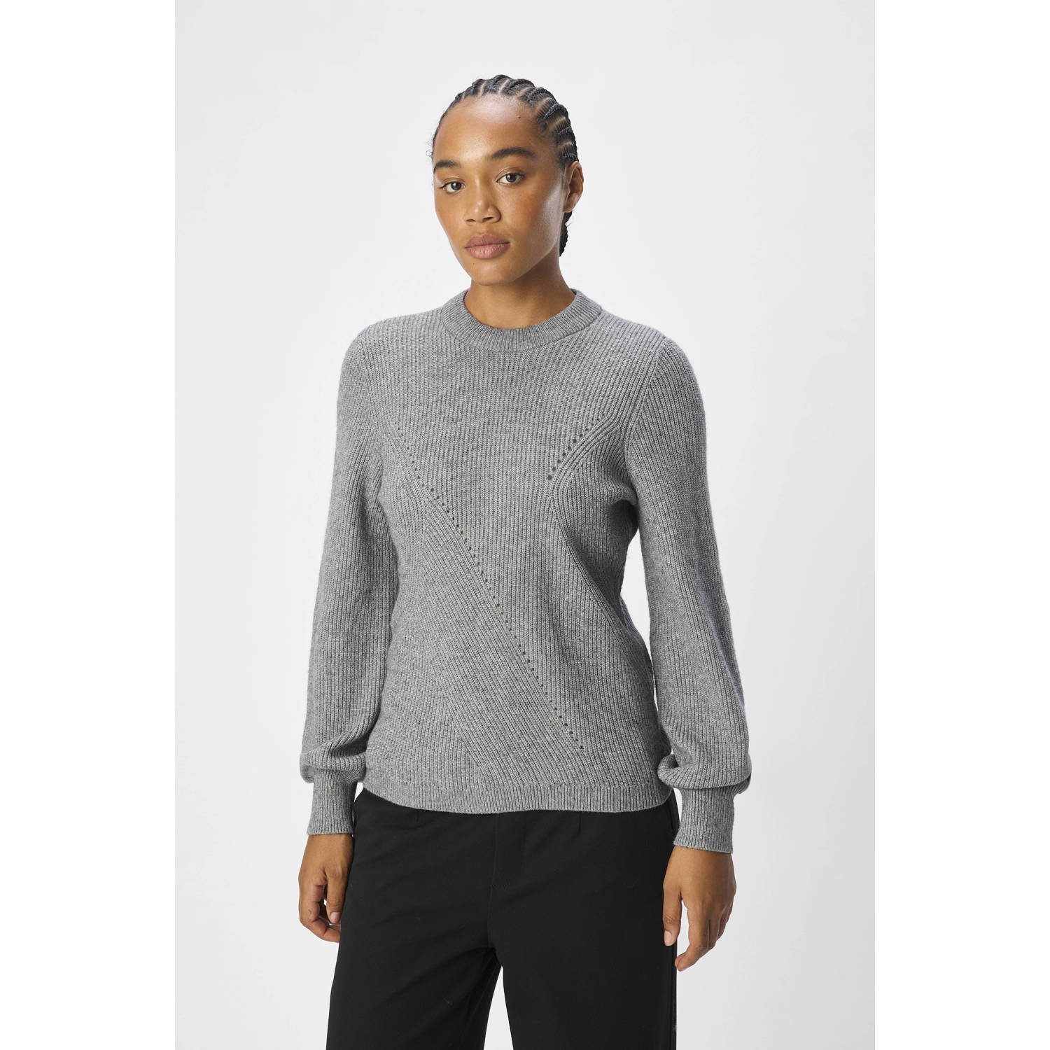 OBJECT Dames Truien & Vesten Objditte Re L s Knit Pullover Grijs