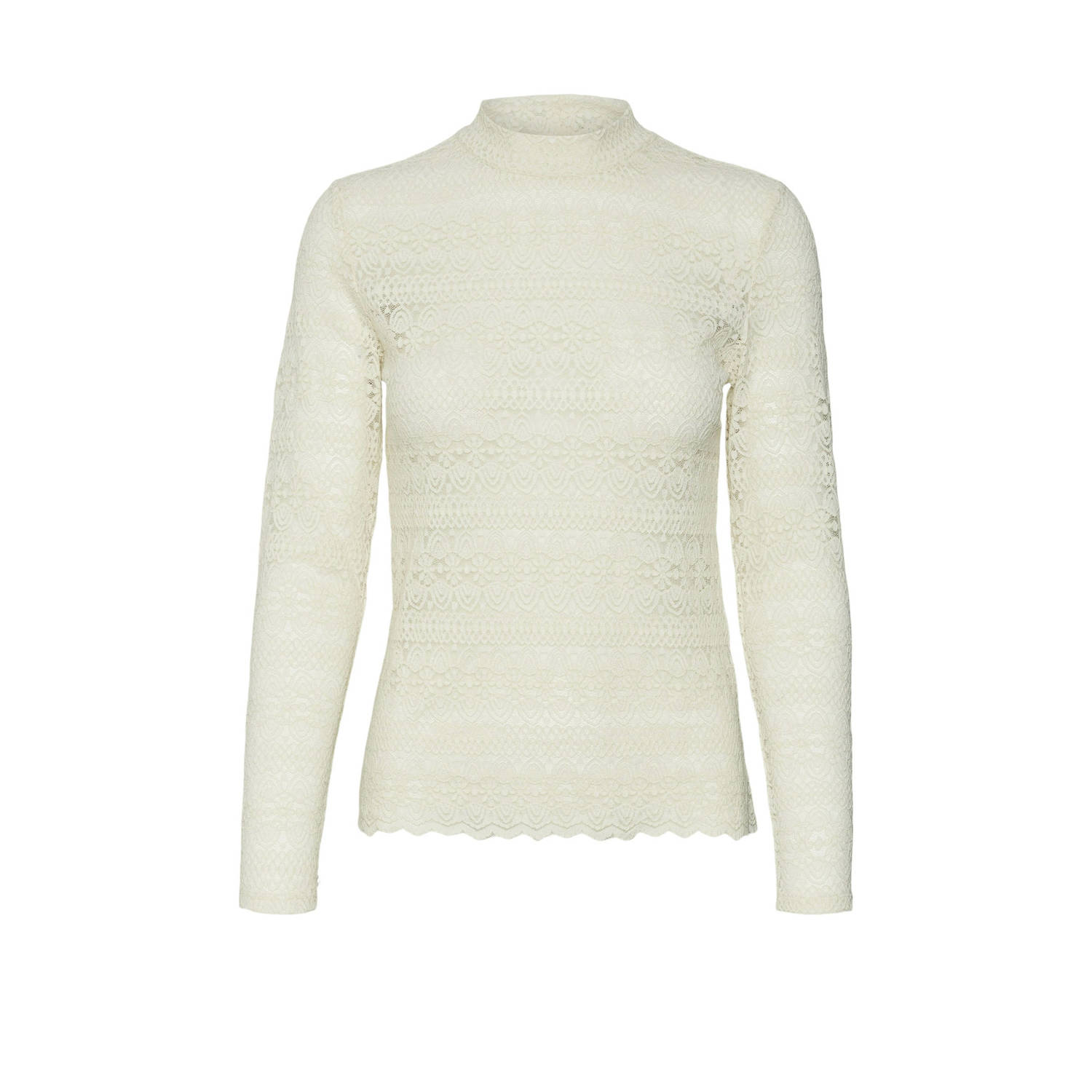 Vero Moda Shaped fit shirt van kant met lange mouwen en hoge kraag model 'ZOE'