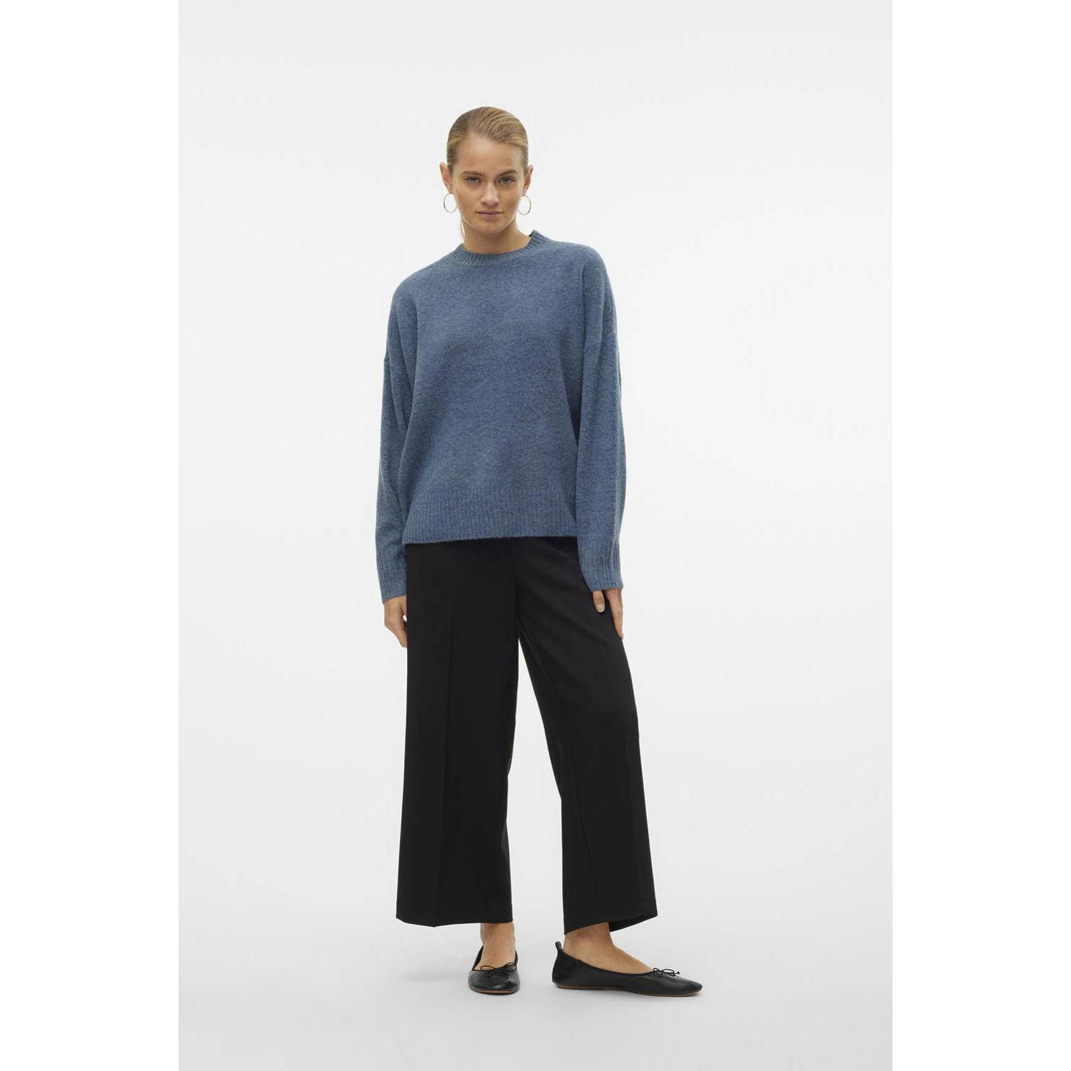 VERO MODA gebreide trui VMBOOM grijsblauw