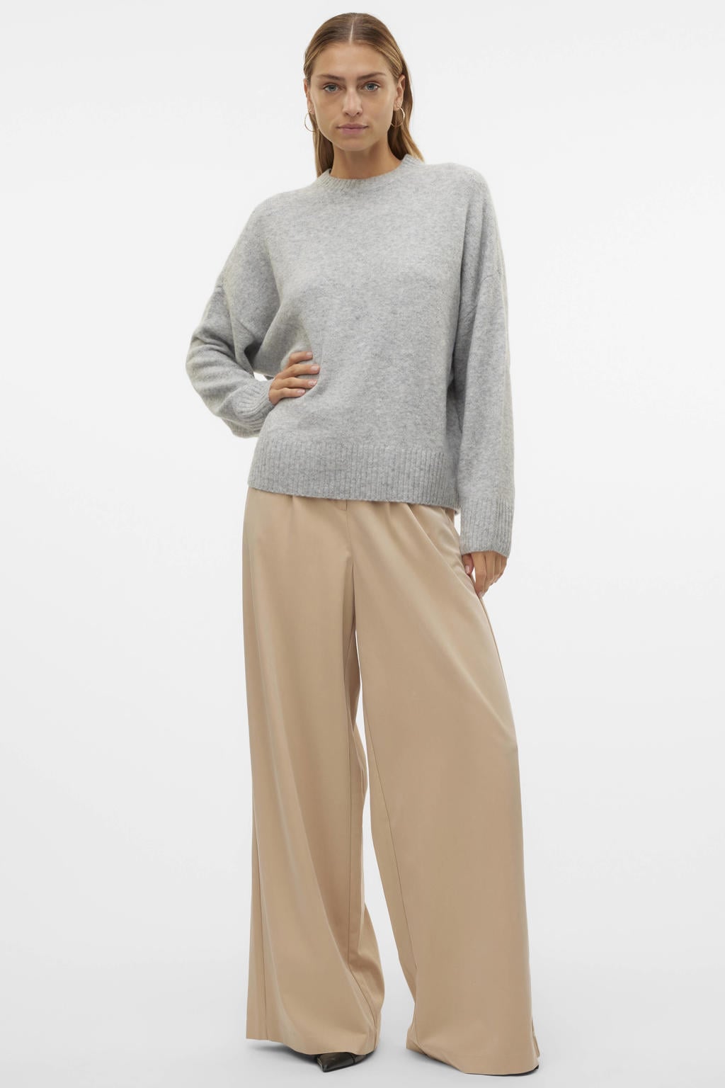 VERO MODA x Wehkamp gebreide trui VMBOOM lichtgrijs