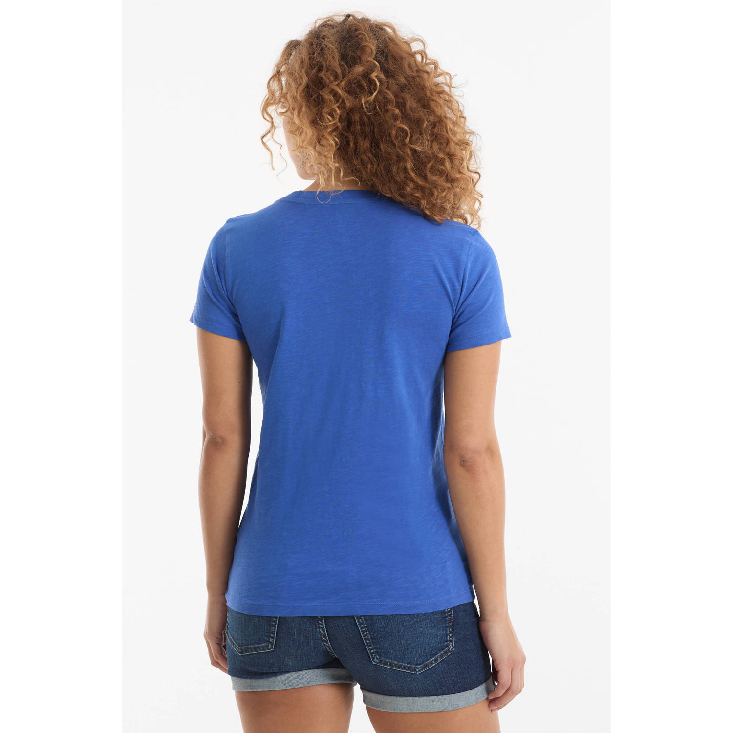 anytime T-shirt met V-hals blauw