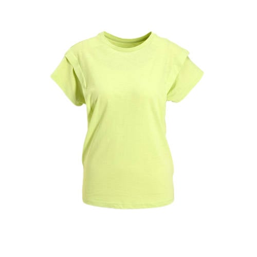anytime T-shirt met schouder detail limegroen afbeelding