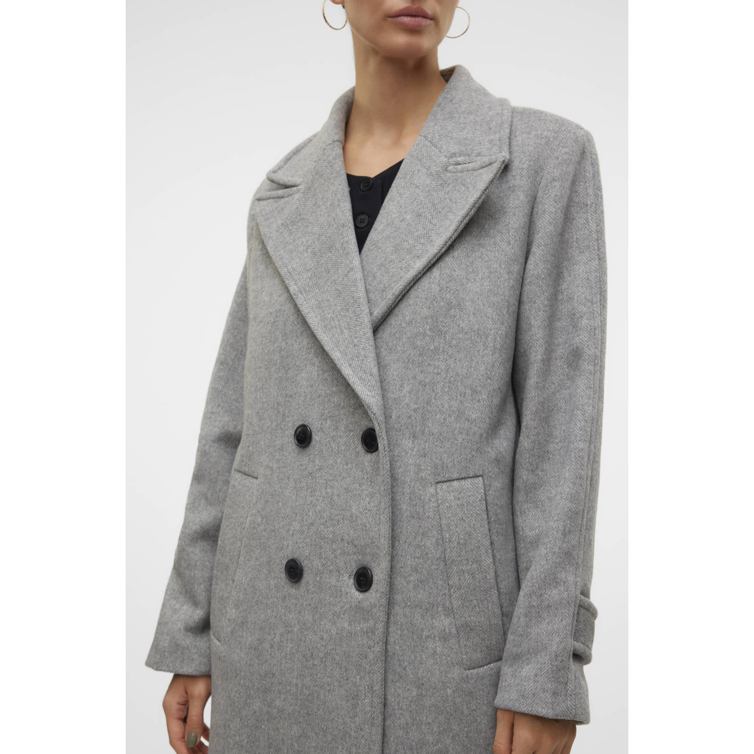 Vero Moda Elegante dubbelrij lange jas Gray Dames