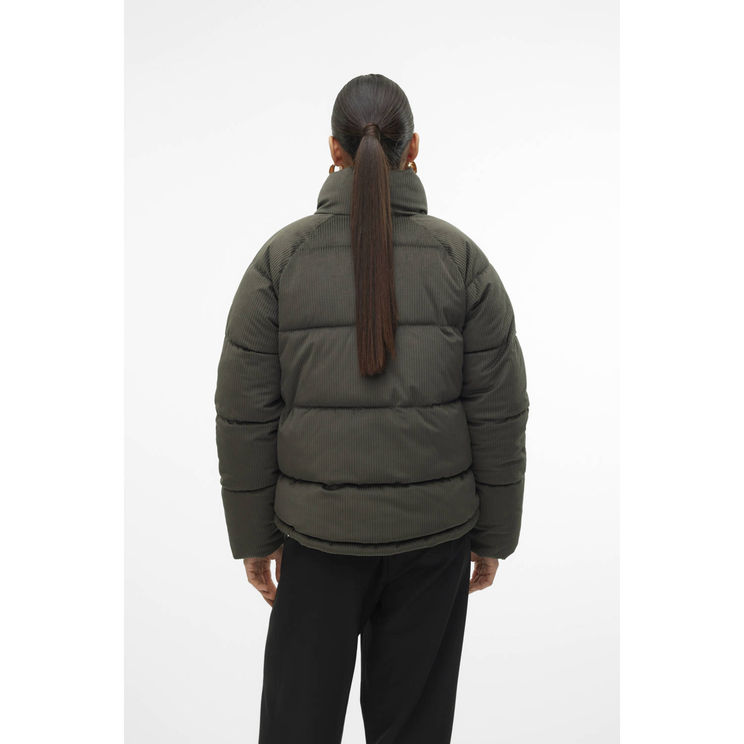 VERO MODA corduroy gewatteerde winterjas VMDEBBIESOFIA donkergroen
