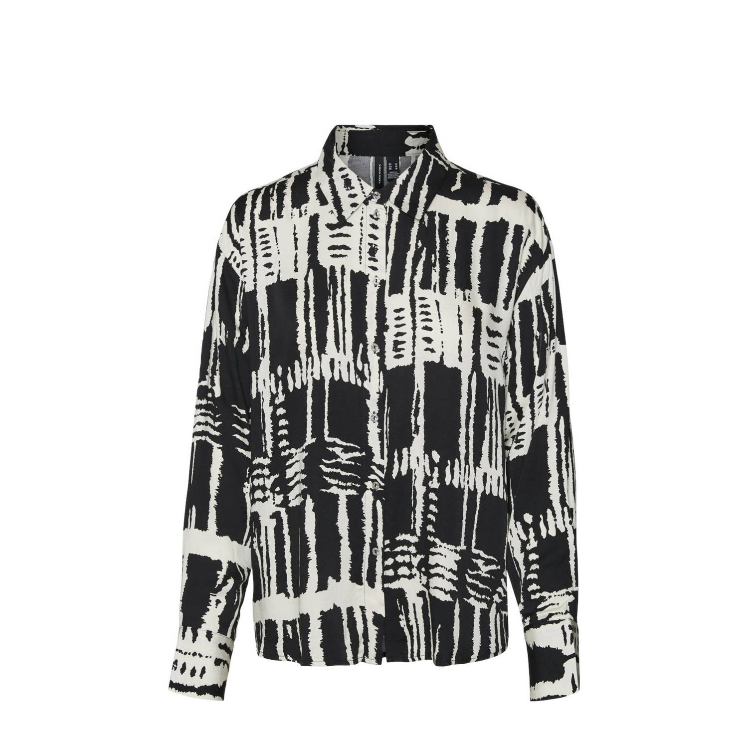 VERO MODA blouse VMCINDY met all over print zwart ecru