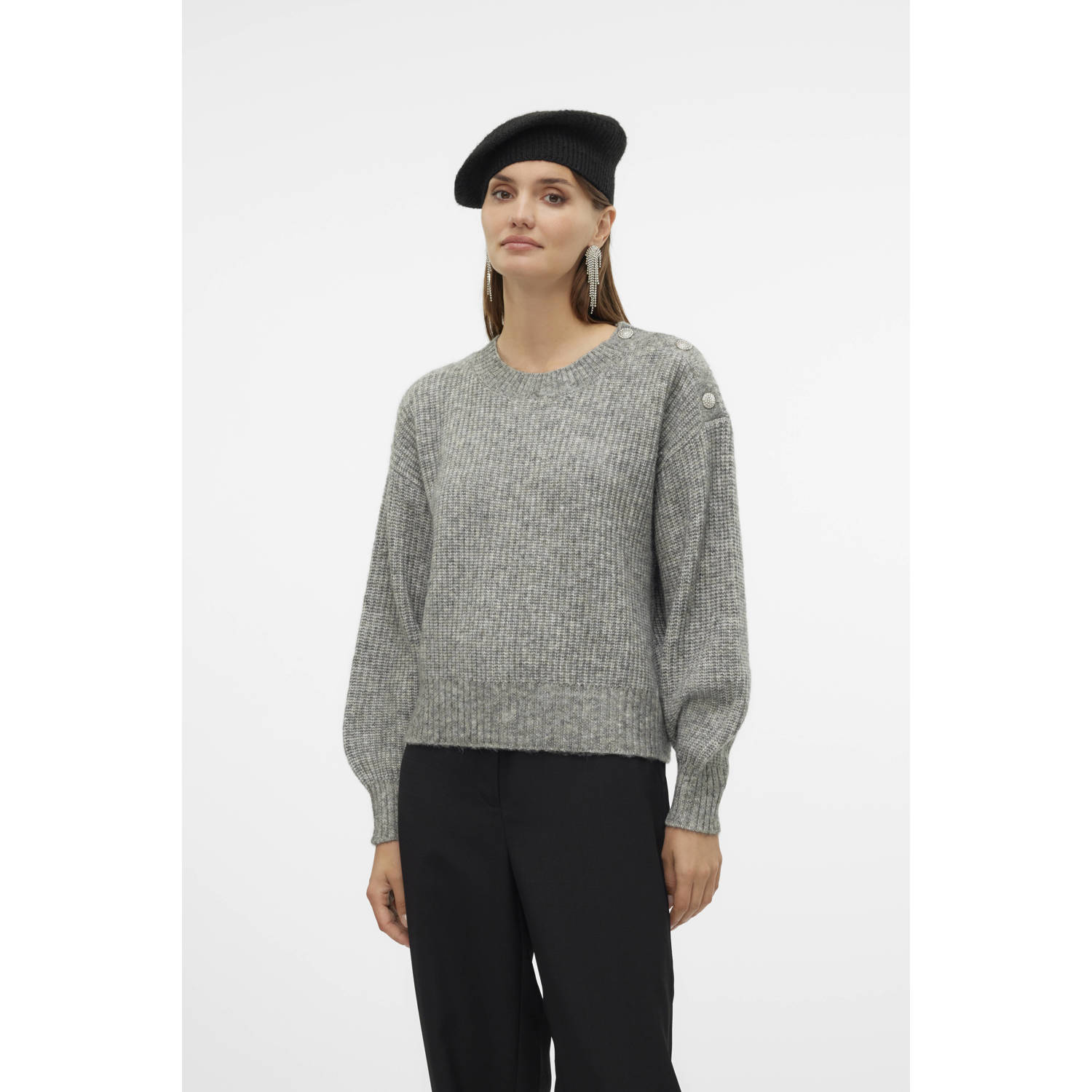 VERO MODA gebreide trui grijs