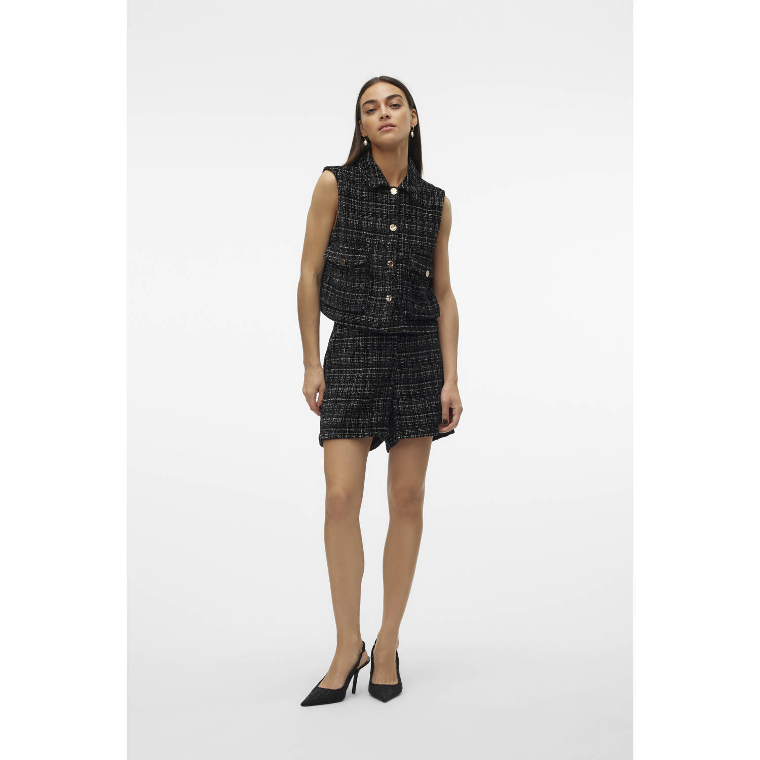 VERO MODA high waist loose fit short VMCLEVER met paisleyprint zwart