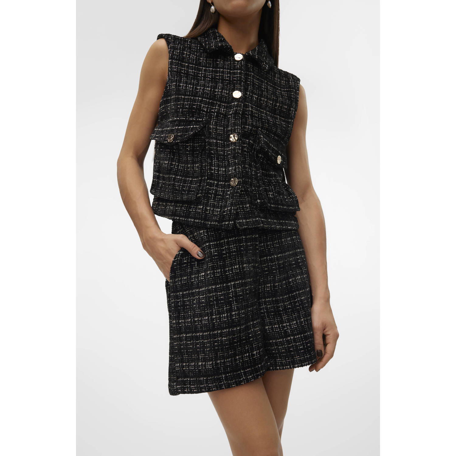 VERO MODA high waist loose fit short VMCLEVER met paisleyprint zwart