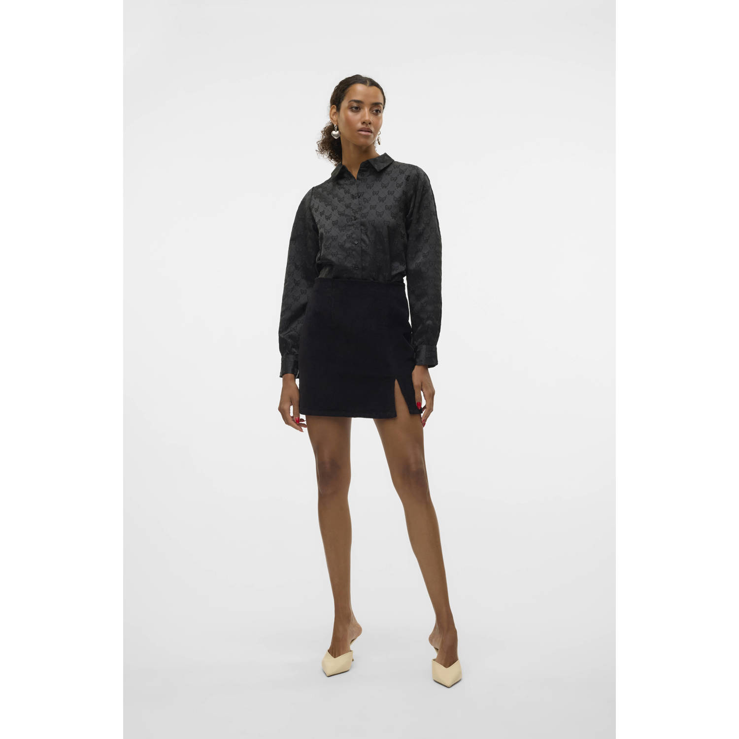 VERO MODA blouse VMVIGA met jacquard zwart