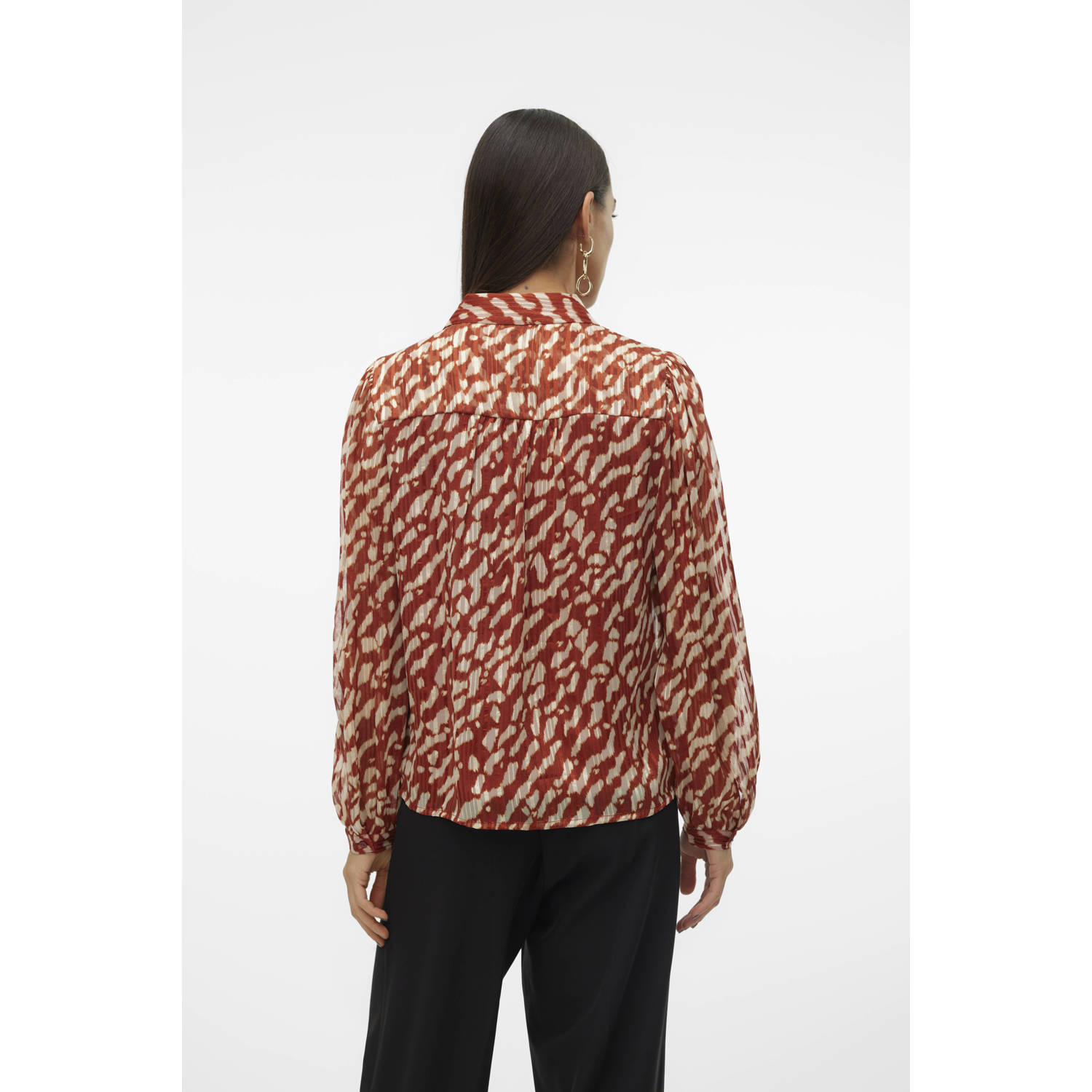 VERO MODA blouse VMRIE met all over print roodbruin