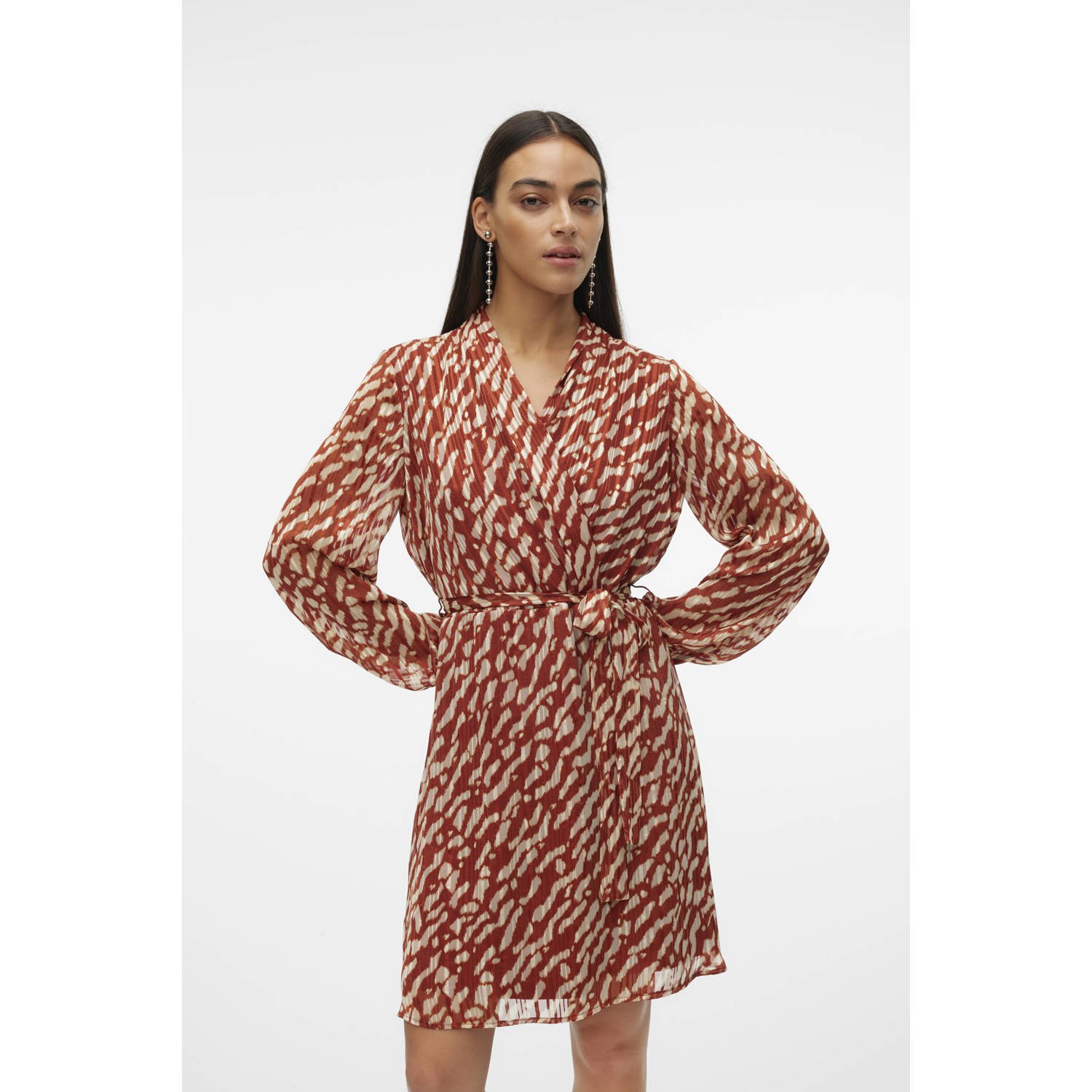 VERO MODA jurk VMRIE bruin ecru