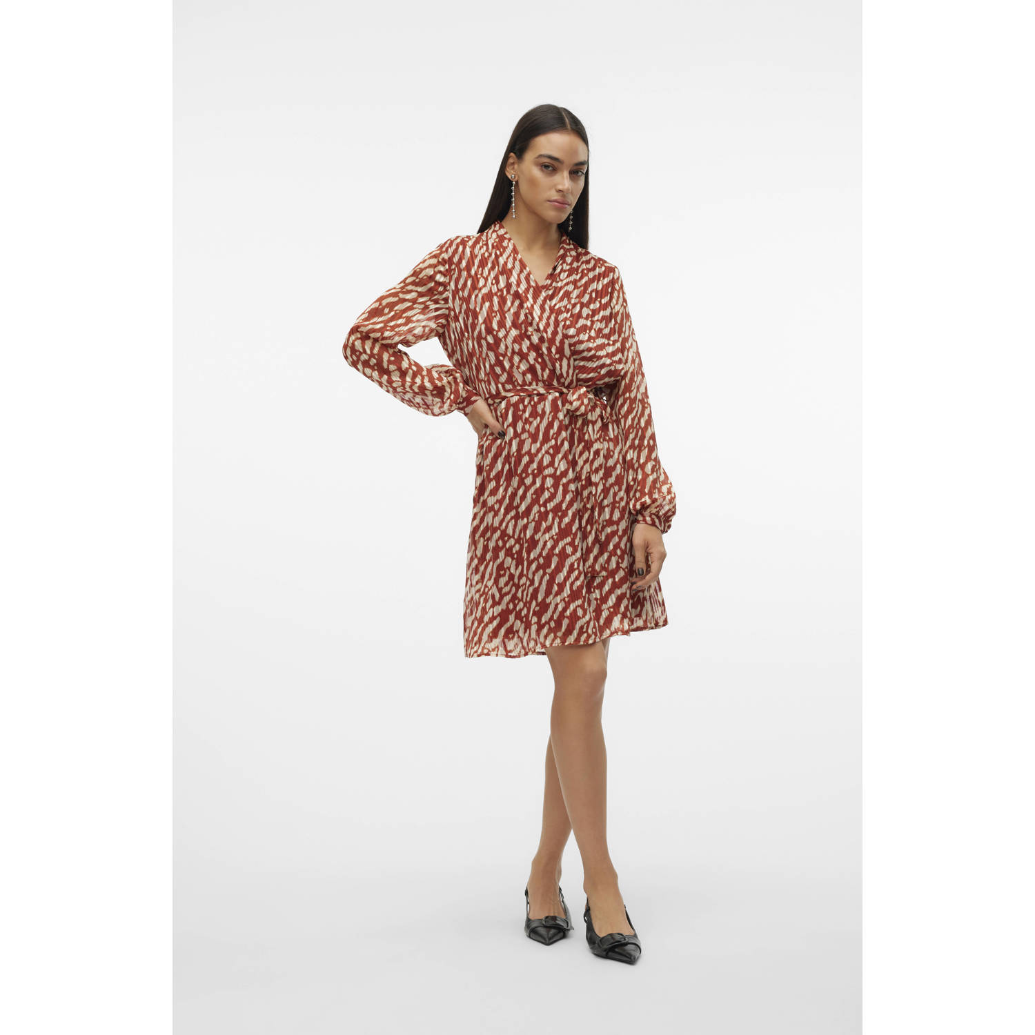 VERO MODA jurk VMRIE bruin ecru