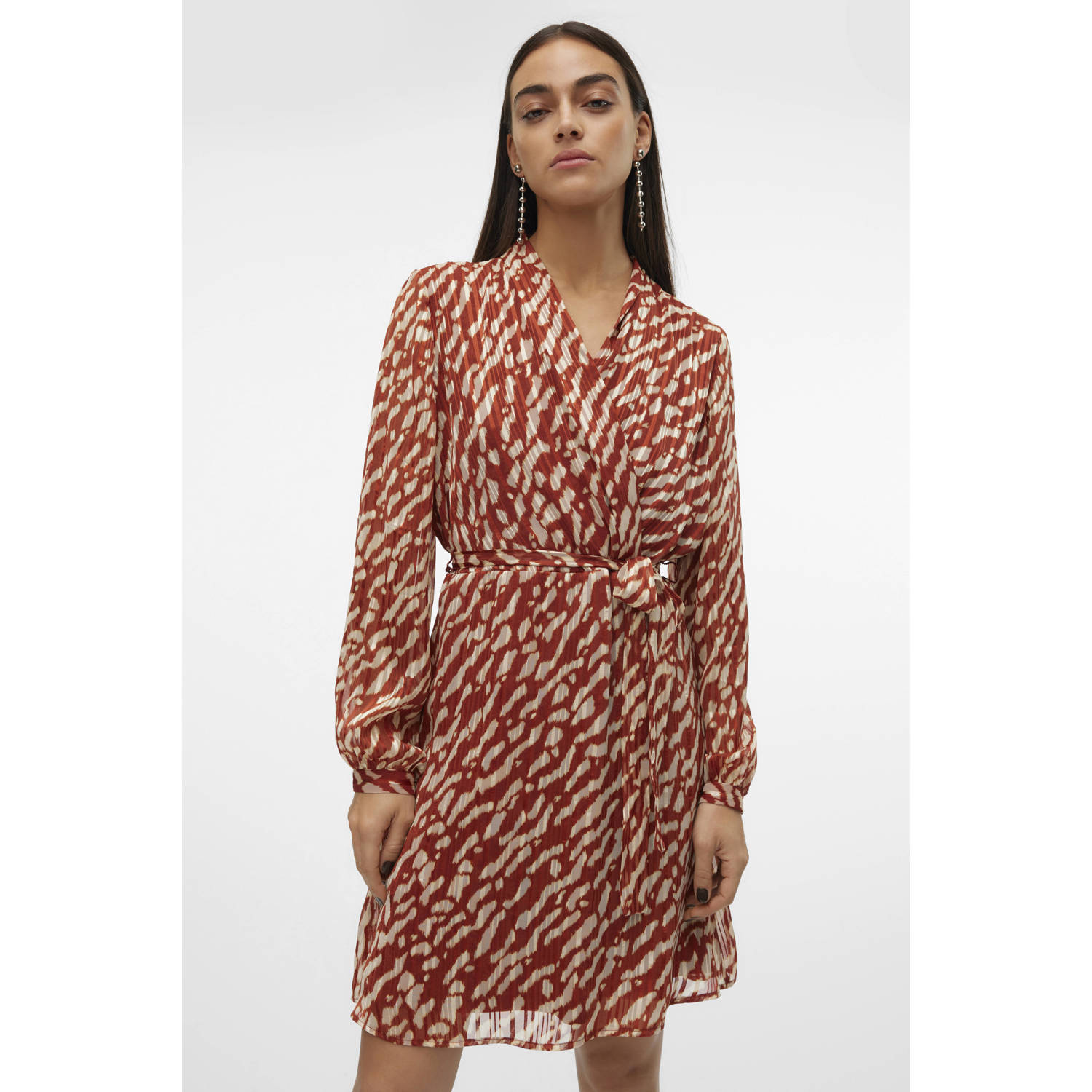 VERO MODA jurk VMRIE bruin ecru