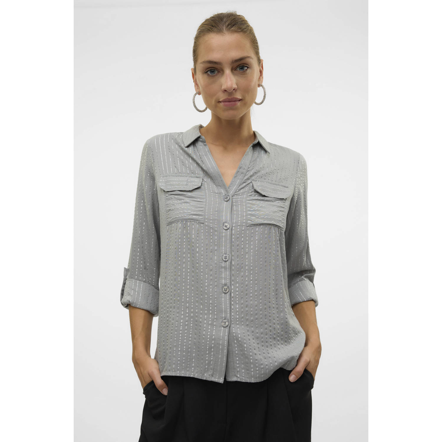Vero Moda Overhemdblouse VMBUMPY LS GLITTER SHIRT WVN GA NOOS