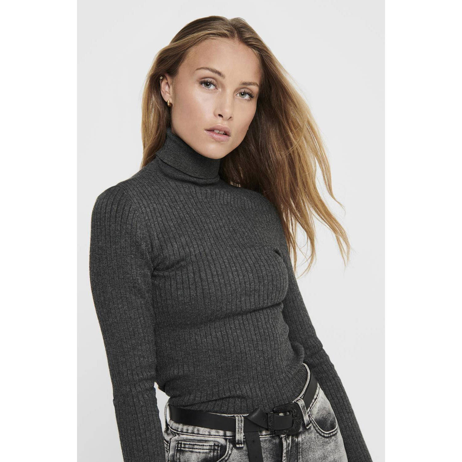 ONLY pullover trui grijs gebreid