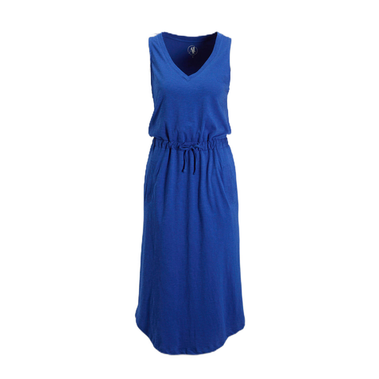 Anytime midi jurk met V-hals blauw