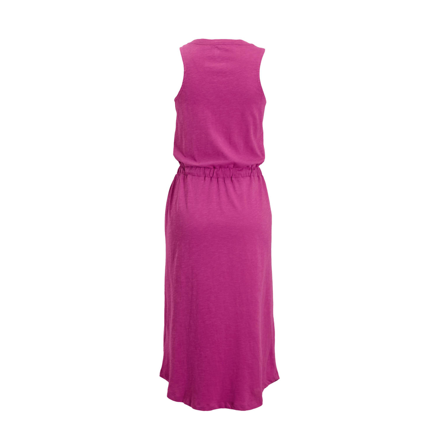 anytime midi jurk met V-hals magenta